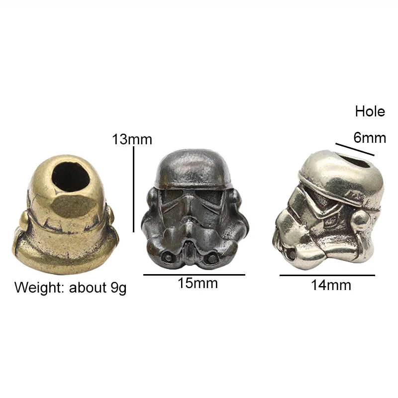 Soldier Helmet Knife Beads Brass EDC Outdoor Tools DIY Paracord Accessories Keychains Keychain Lanyard Pendants Punk Charms Gift