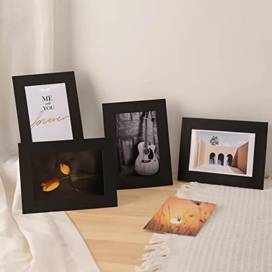 12 Pack Paper Picture Frames for, Acid Free Picture Cardboard Frames with Ivory Core Bevel Cut, Singnature Friendly Paper Photo