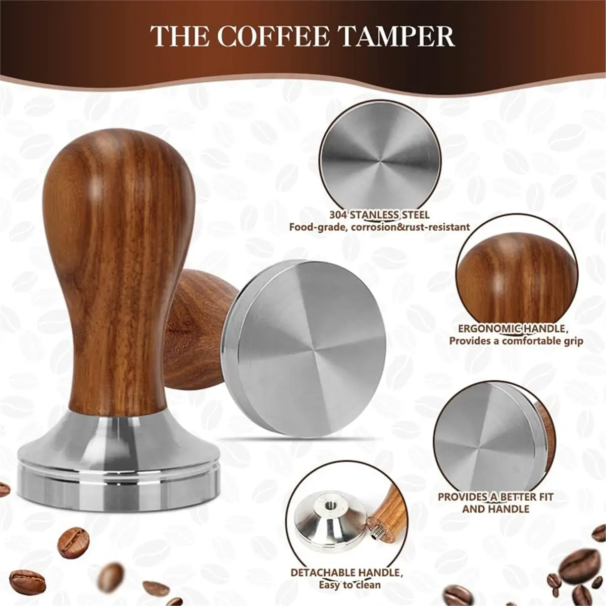 New Arrival 51mm Espresso Tamper Kit, Coffee Accessories with Stirrer, Frothing Pitcher & Latte Art Tools