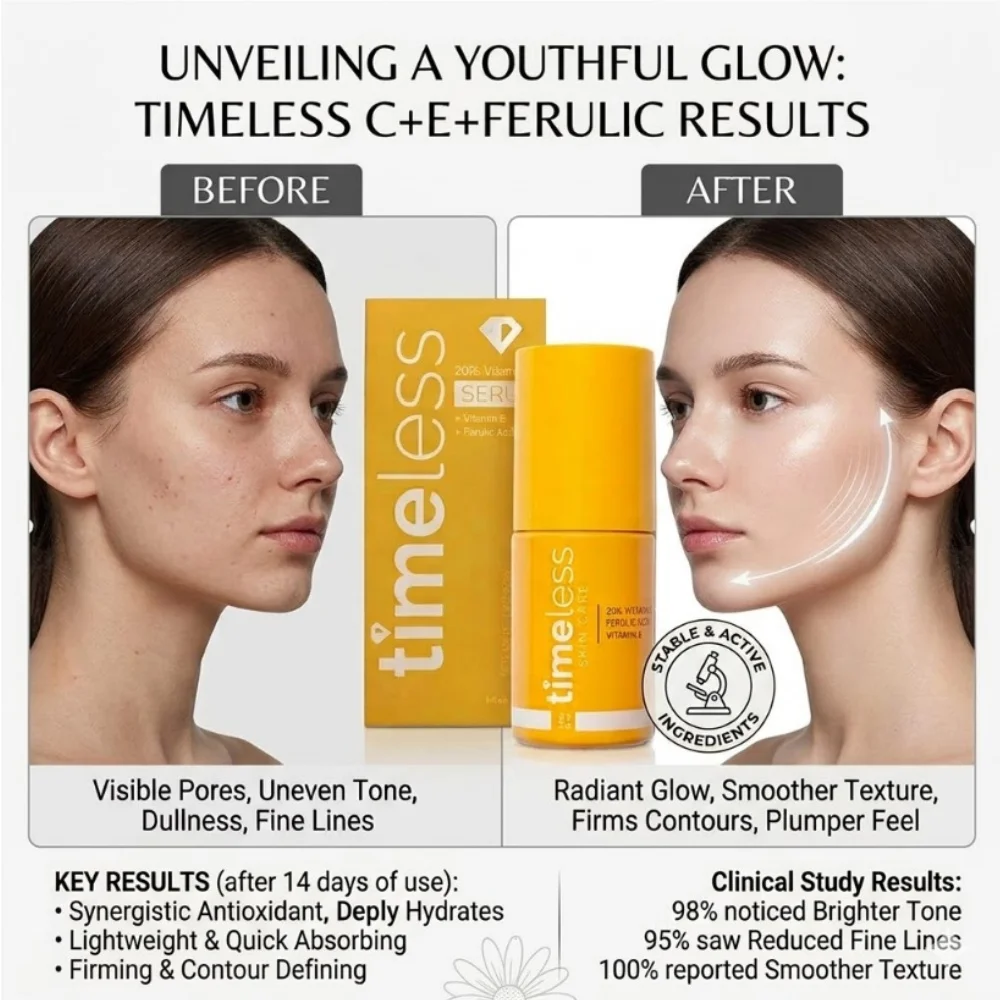 Timeless 30ml Vitamin C Ferulic Acid Essence Antioxidant Brightening Hydrating Firming Anti Fine Lines Facial Serum Skin Care