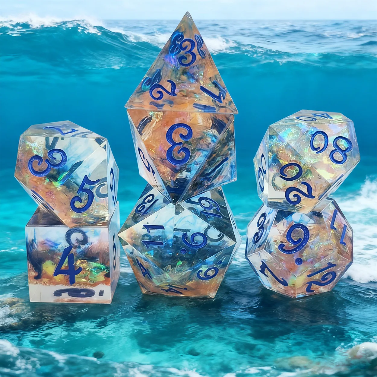 

7pcs high-quality resin pointed dice set, storage gift box packaging, portable toy set, DND RPG TRPG game