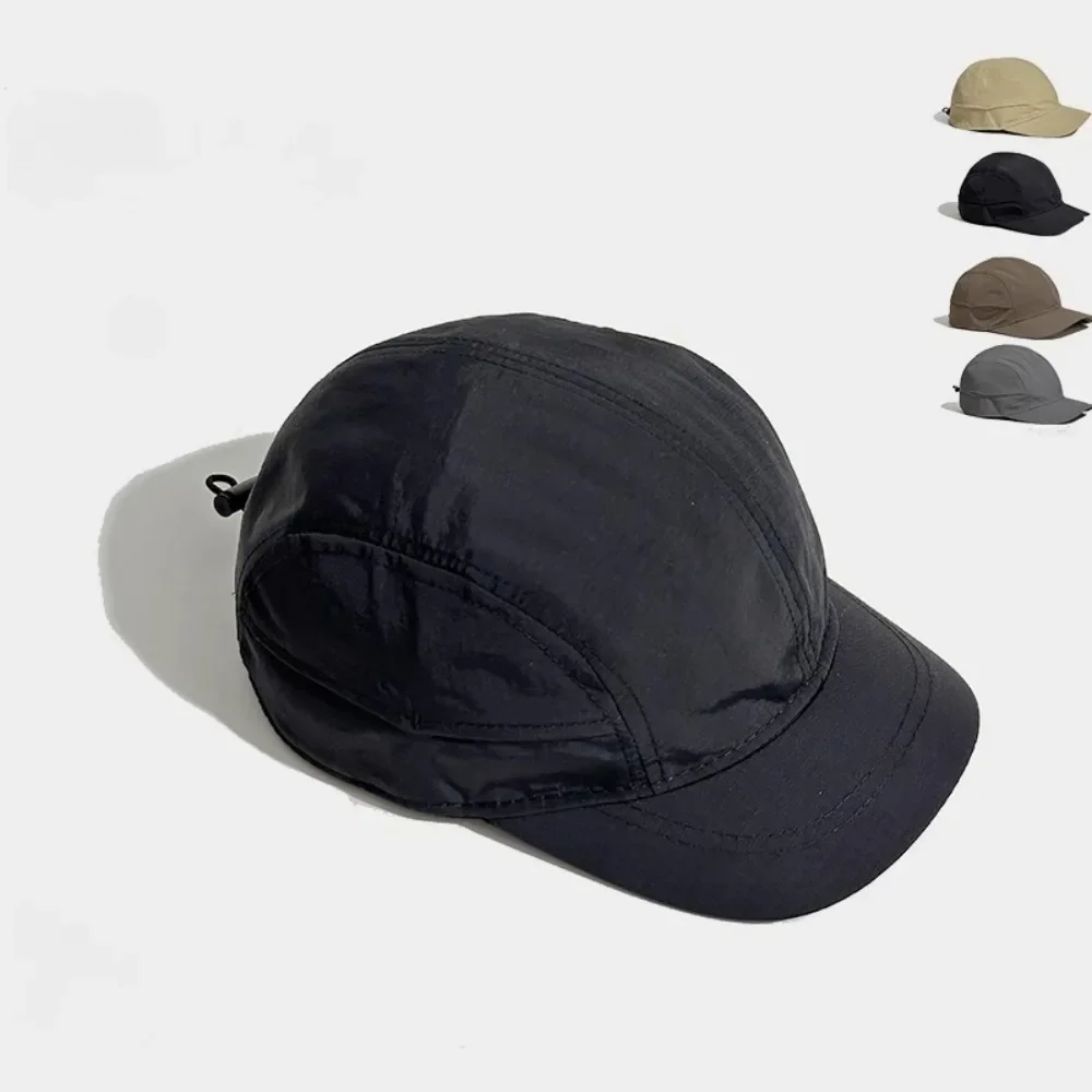 Classic Black 5 Panel Net Cap for Men Women, Breathable Plain Style, Ideal for Running Travel Camping Outdoor Casual Fashion Hat