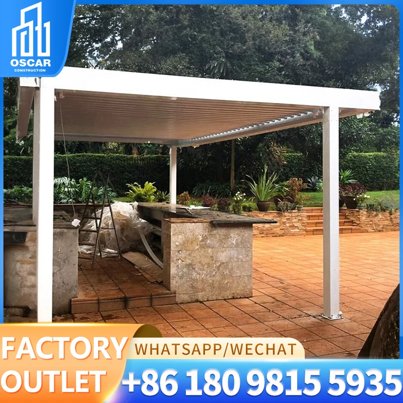 

Waterproof Louver Retractable Adjustable Roof Gazebos Garden Bioclimatic Pergola Canopy Aluminum Outdoor Pergola