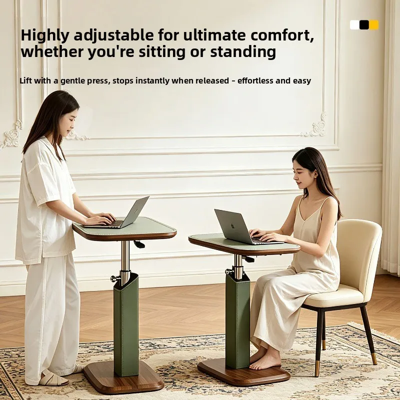 Mobile Height-adjustable Computer Desk, Sofa Side Table Living Room Fliptable Desk Study Desk Bedside Table Wood Table Coffee