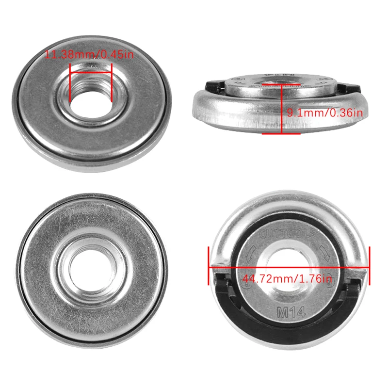 나사 각도 연마기 자동 잠금 프레스 플레이트, 각도 연마기 프레스 플레이트, 퀵릴리즈 플랜지 너트, 파워 척 도구, M14, 1PC