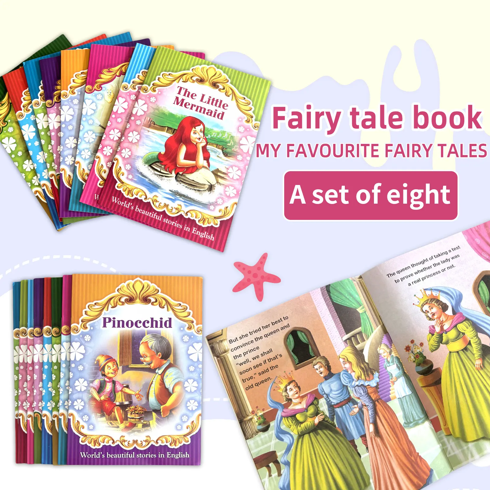 

English Story Books Set Of Eight Bedtime Story Books Companion Reading To Enhance Children's Interest Family Education Books