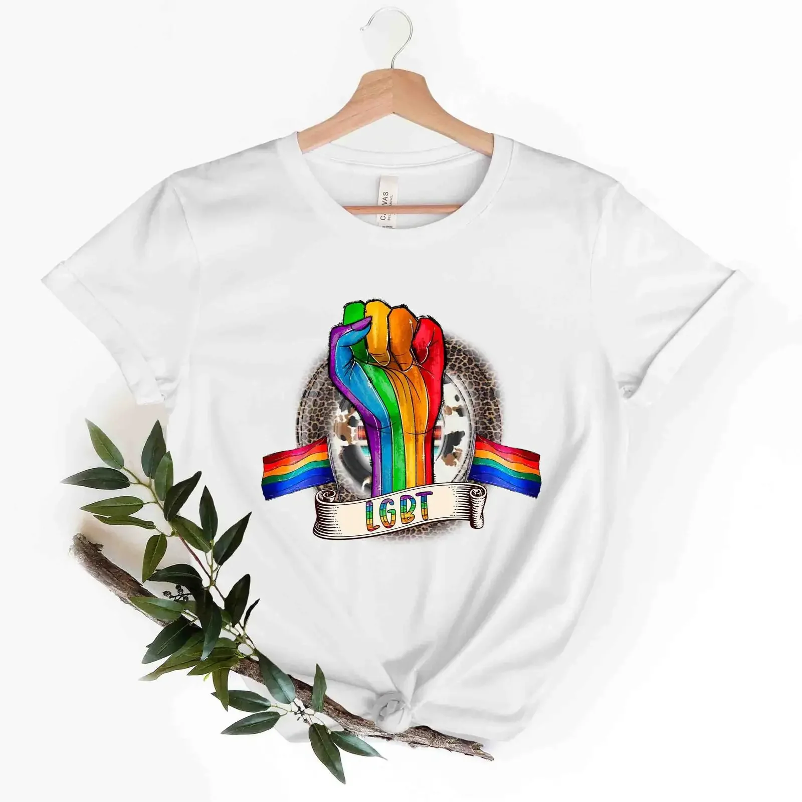LGBTQ Gay Pride Rainbow Raised Fist T Shirt Casual for Month Week vintage Washed graphic Soft Breathable Stylish Stretched