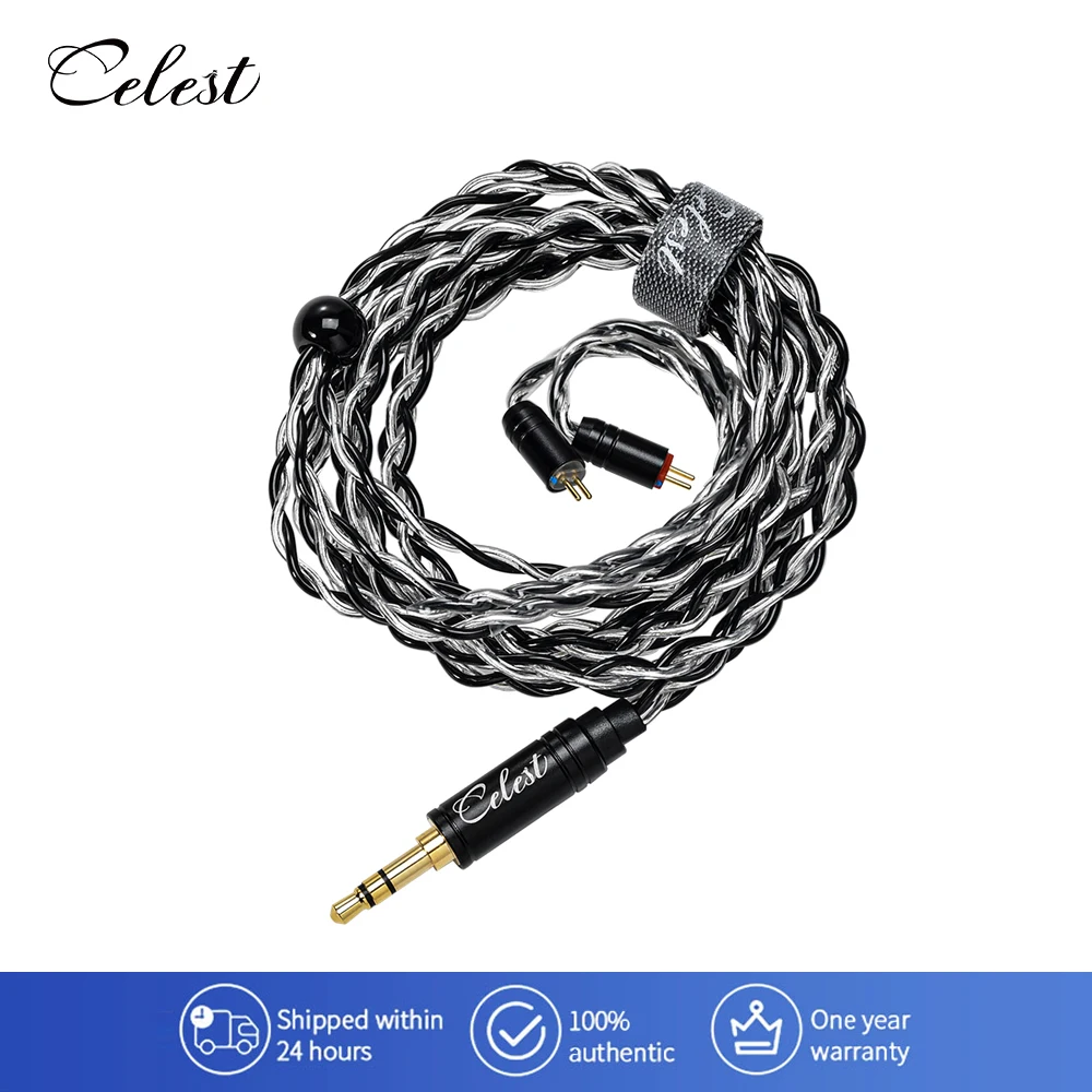 

Celest Aura In Ear Earphone Cable Silver Lated Copper 0.78mm 2Pin Wire 3.5mm Headset Plug IEMs Headphone Cable Accessories