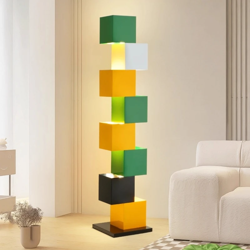 Minimalist Irregular Block Stacking Floor Lamps Living Room Eye Protection Designer Colored Bedroom Sofasides Atmosphere Lights