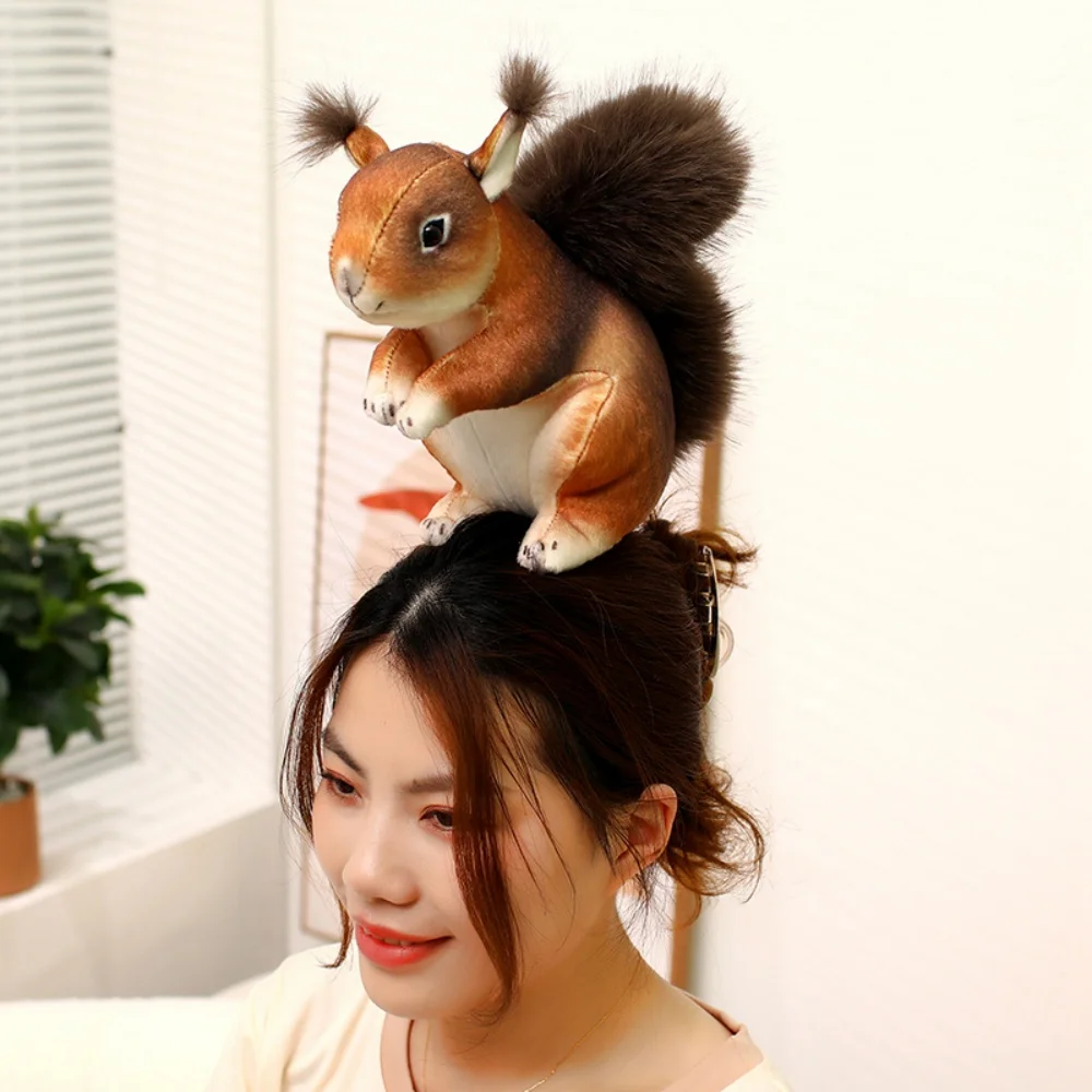 Simulation Squirrel Plush Toy Adorbale Grey Squirrel Holding Pine Cone  Soft Stuffed Animals Doll Nice Gift For Friend