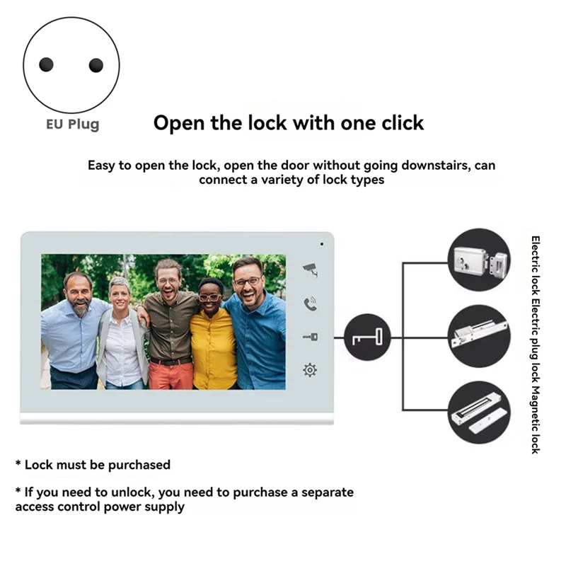 Y45A-Smart Wired Video Intercom Video Intercom Doorbell Suitable For Home Outdoor Doorbell With Display EU Plug