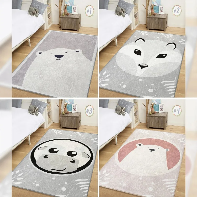 

Polar Bear Newborn Rug Fox Toddler Carpet Cow Nursery Rug Moo Animals Infant mat Anti Slip Mat for Kid's Room Gift For Babies