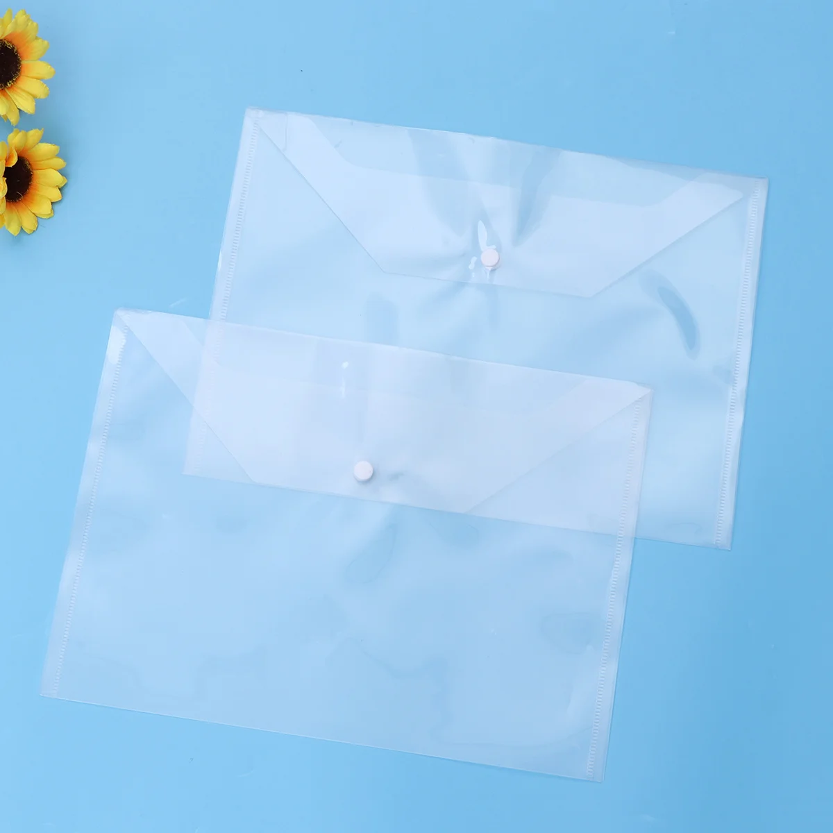 20 pcs A4 File Folder Transparent Waterproof Tear-Proof Snap Button Closure For Office School Document Organizer File Folders