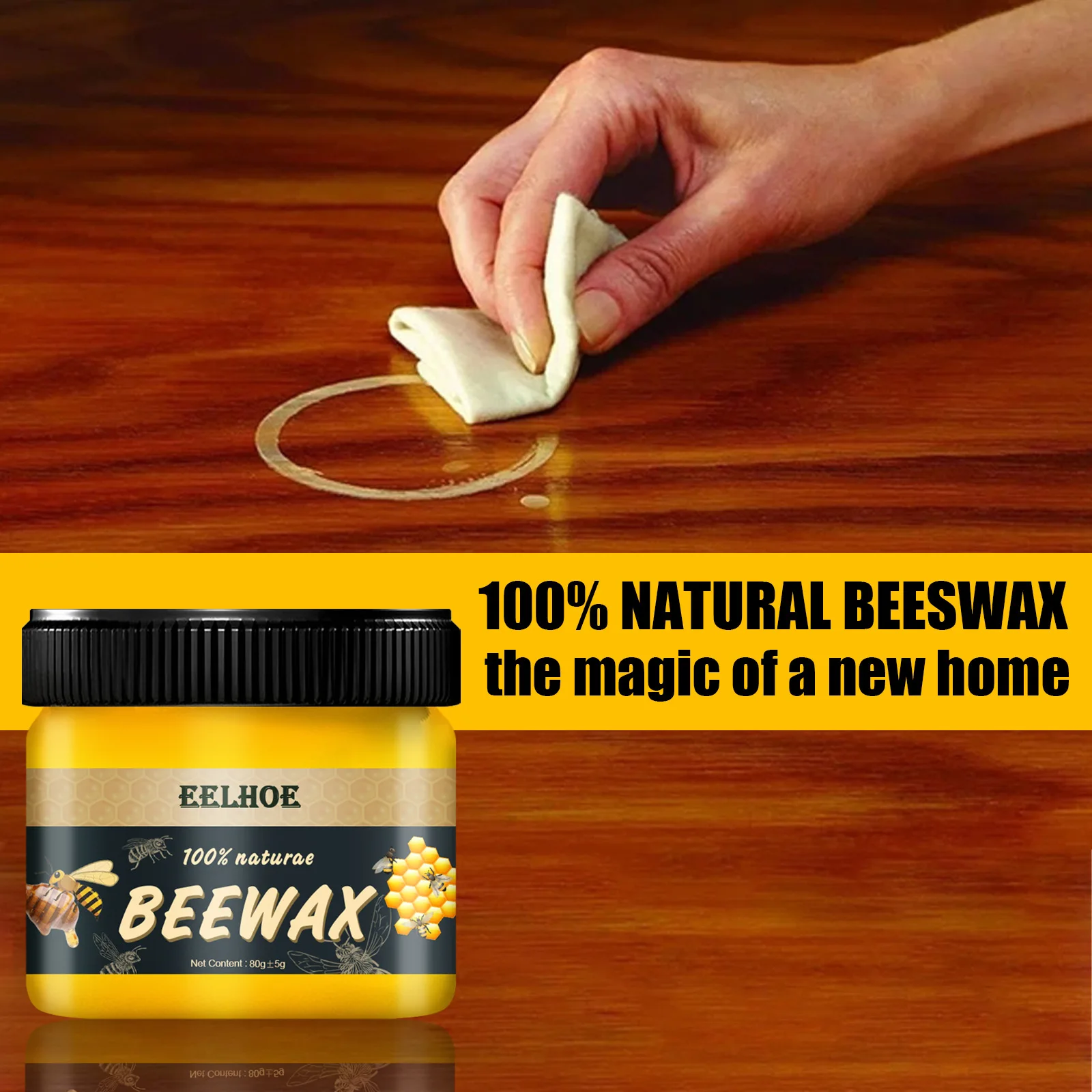 40/80g Furniture Polishing Beeswax Beeswax Wood Seasoning Beewax Wooden Floor Cleaning Maintenance Polished Brighten Care Wax