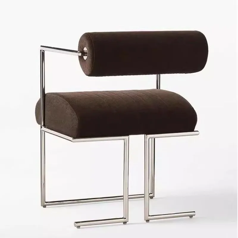 Dining Chair Designer Modern Stainless Steel Book Chair Creative Household Backrest Leisure Medieval