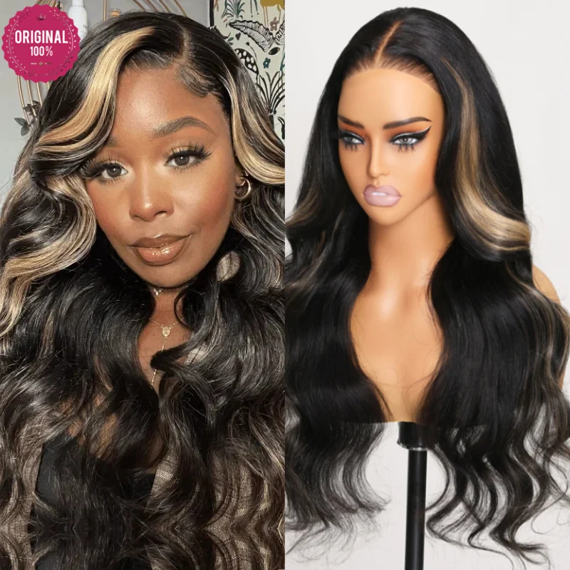 Beauty Forever 7x5 Bye Bye Knots Glueless Wig TN27 Blonde Highlights Body Wave Lace Front Human Hair Wig C shape Wig Cap