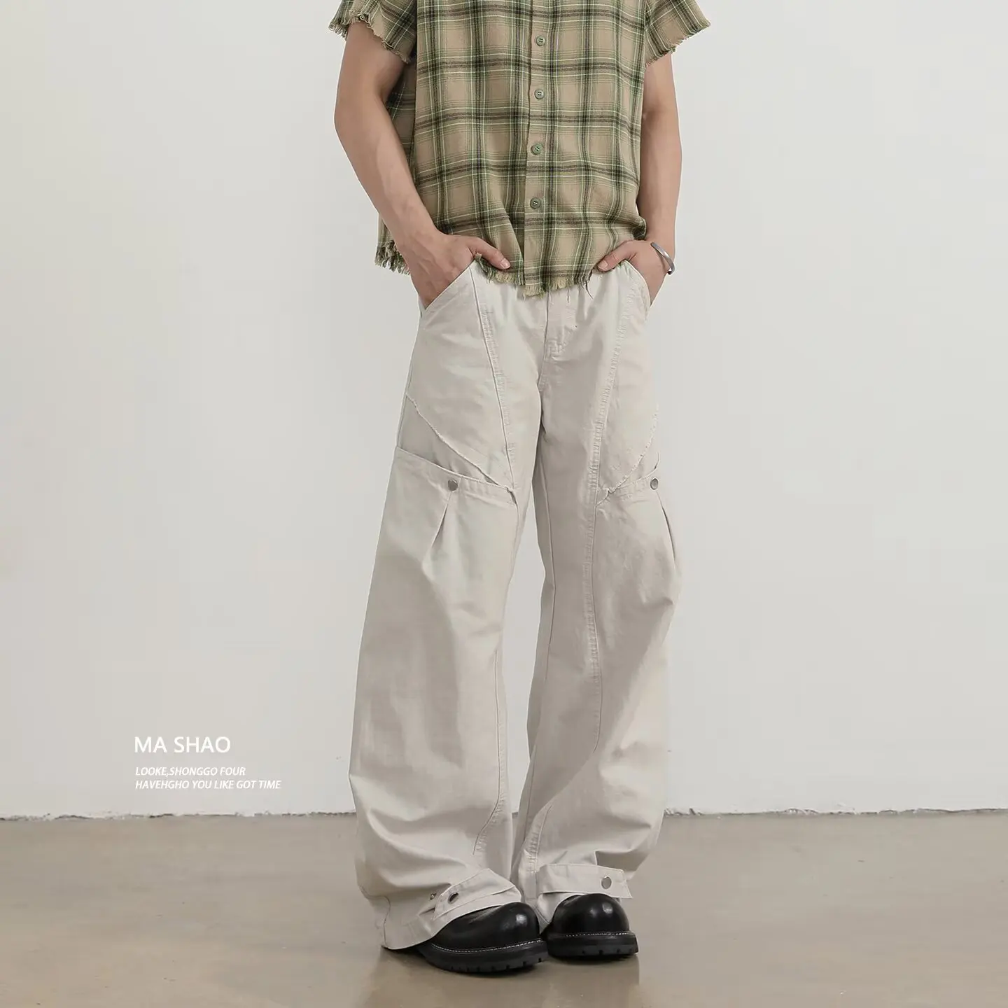 

Temperament Literature Pop Harajuku Lazy New Style Simple and Trendy Off white Casual Pants Fashionable and Versatile
