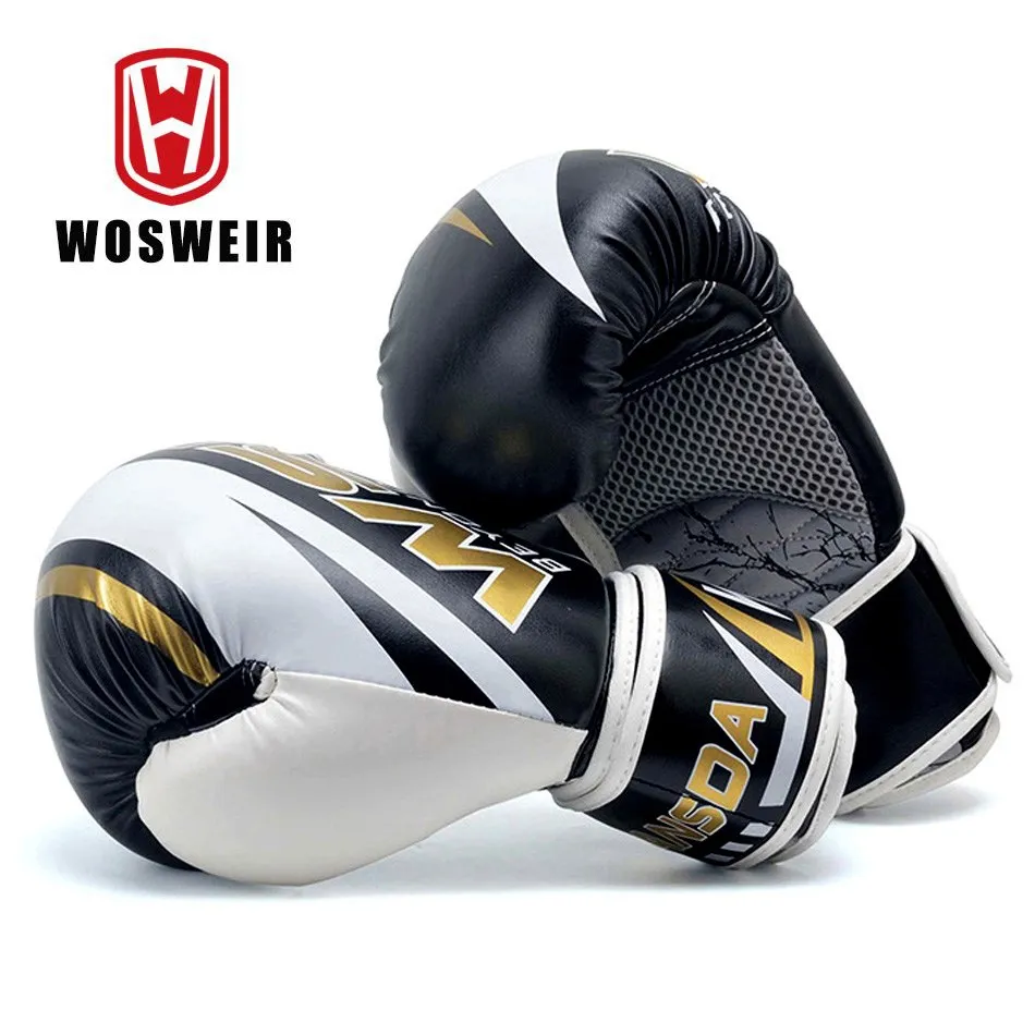 WOSWEIR PU Kick Boxing Gloves Men Women Karate Muay Thai Guantes De Boxeo Free Fight MMA Sanda Training Adults Kids Equipment