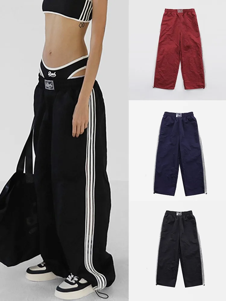 

Стильные спортивные брюки с эластичным поясом и шнурком, быстросохнущие, для ранней осени, прямые, для джазовых танцев, повседневные, в уличном стиле