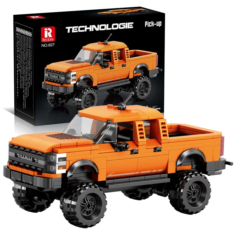 423PCS Pickup Truck Building Blocks City Freight Car Model Bricks Desktop Decoration Ornaments Educational DIY Toys Holiday Gift