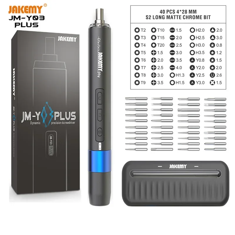 JAKEMY JM-Y03 Mini Cordless Electric Screwdriver with Removable Rechargeable Lithium Battery for DIY Phone Laptop