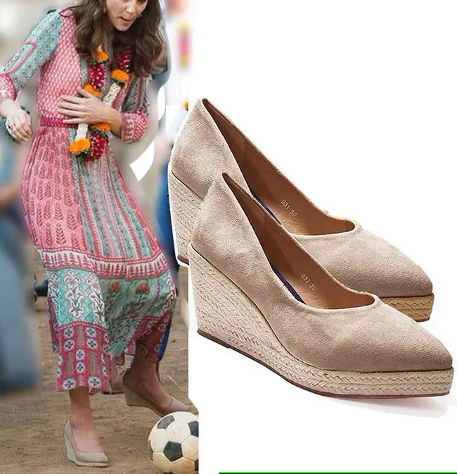 LIHUAMAO zapatos de cuña de gamuza roja, zapatos de tacón alto con punta estrecha, alpargatas con plataforma, zapatos de princesa para fiesta de boda