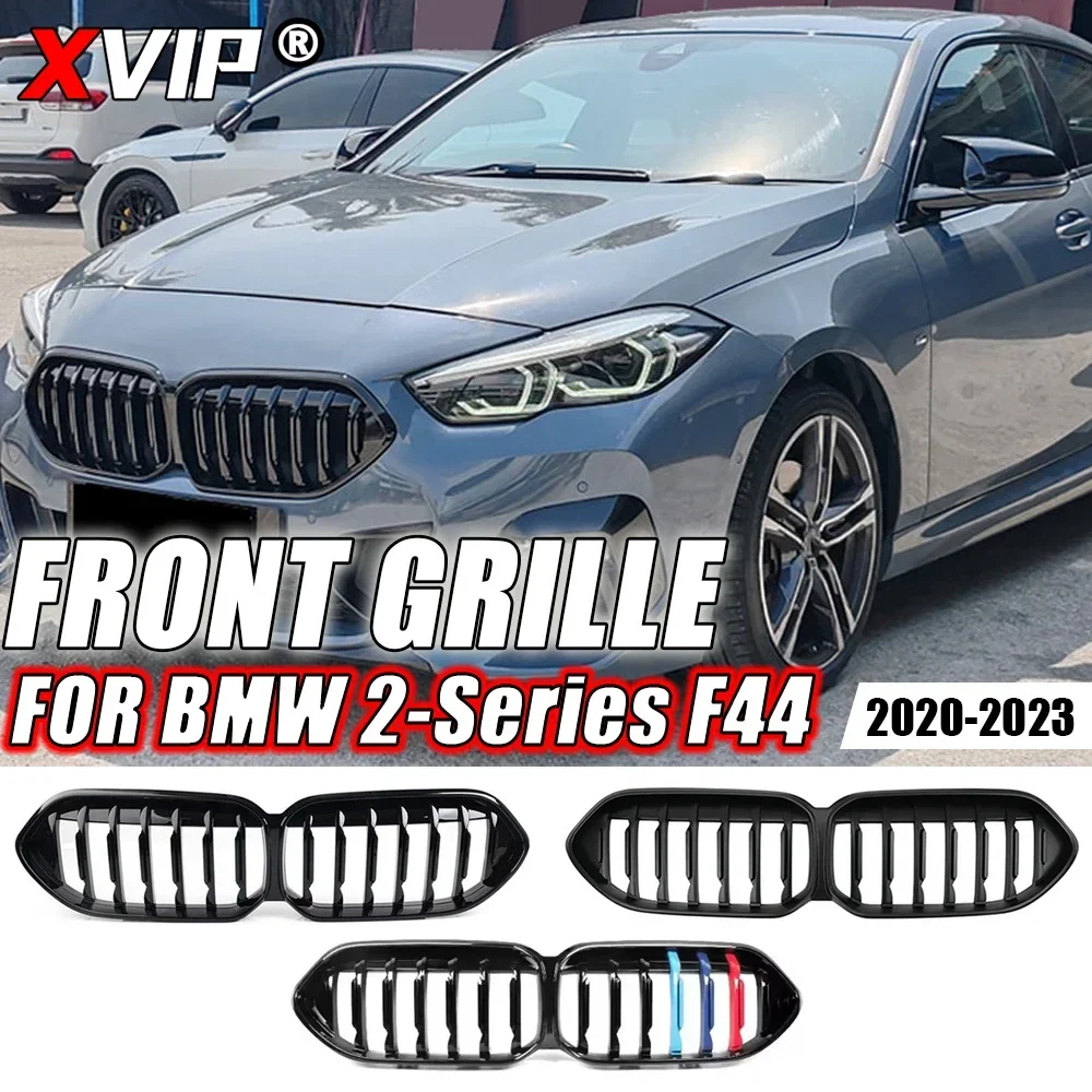 XVIP Shiny Double Line Style Front Bumper Grilles For BMW 2 Series F44 2020-2023 228i 220i Double Slat Racing Grills Accessories