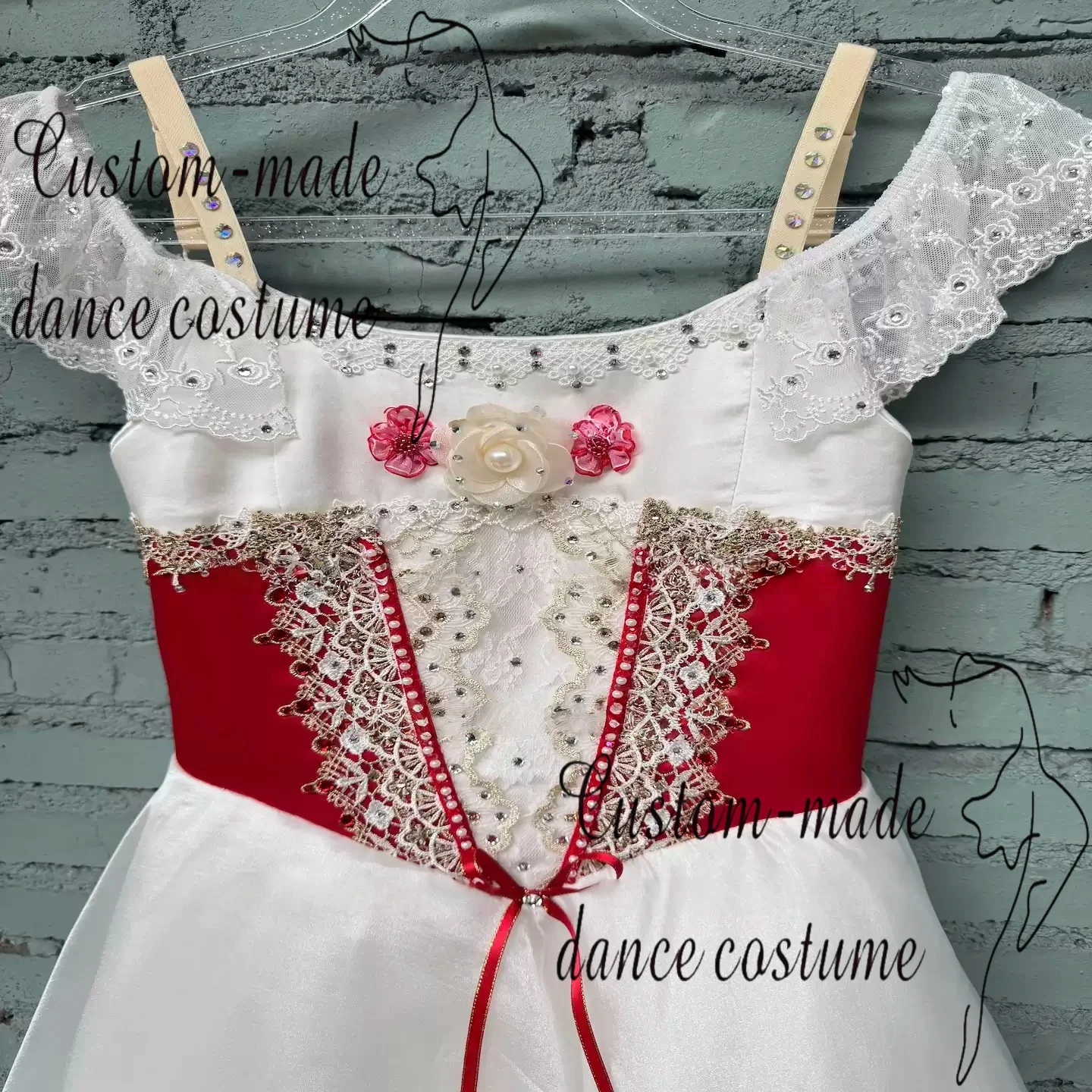 Red and white Gebeilia's daughter who can't be stopped, variation long gauze skirt ballet performance costume customization
