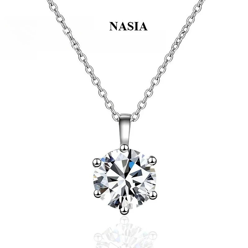 NASIA 2.0ct VVS1 D Color Moissanite Necklace 925 Soild Sterling Silver Chain with Certificate Fine Jewelry for Woman 2026