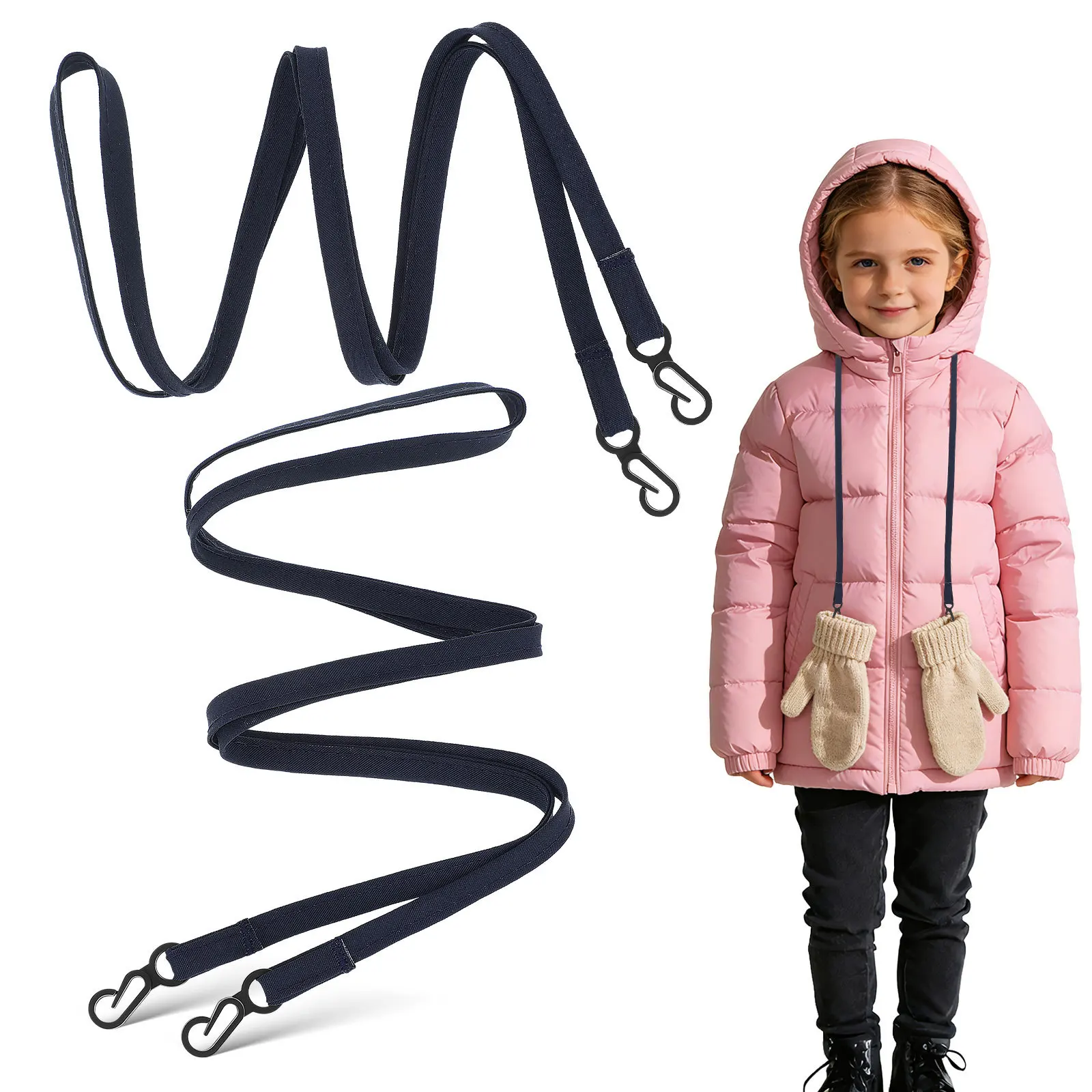 

2pcs Nylon Straps Anti-Lost Reusable Portable Mitten Rope For Winter Gloves Shawl Glove Holder Rope Skiing Snowboard Use