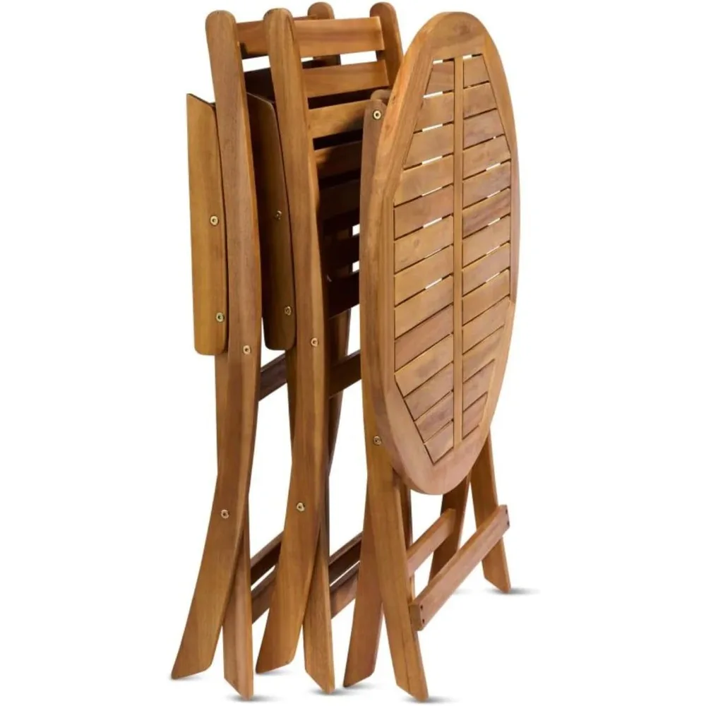 طاولة فناء خارجية، بار بيسترو مستدير قابل للطي من خشب السنط، شقة محمولة، شرفة، درابزين وأثاث الشرفة،