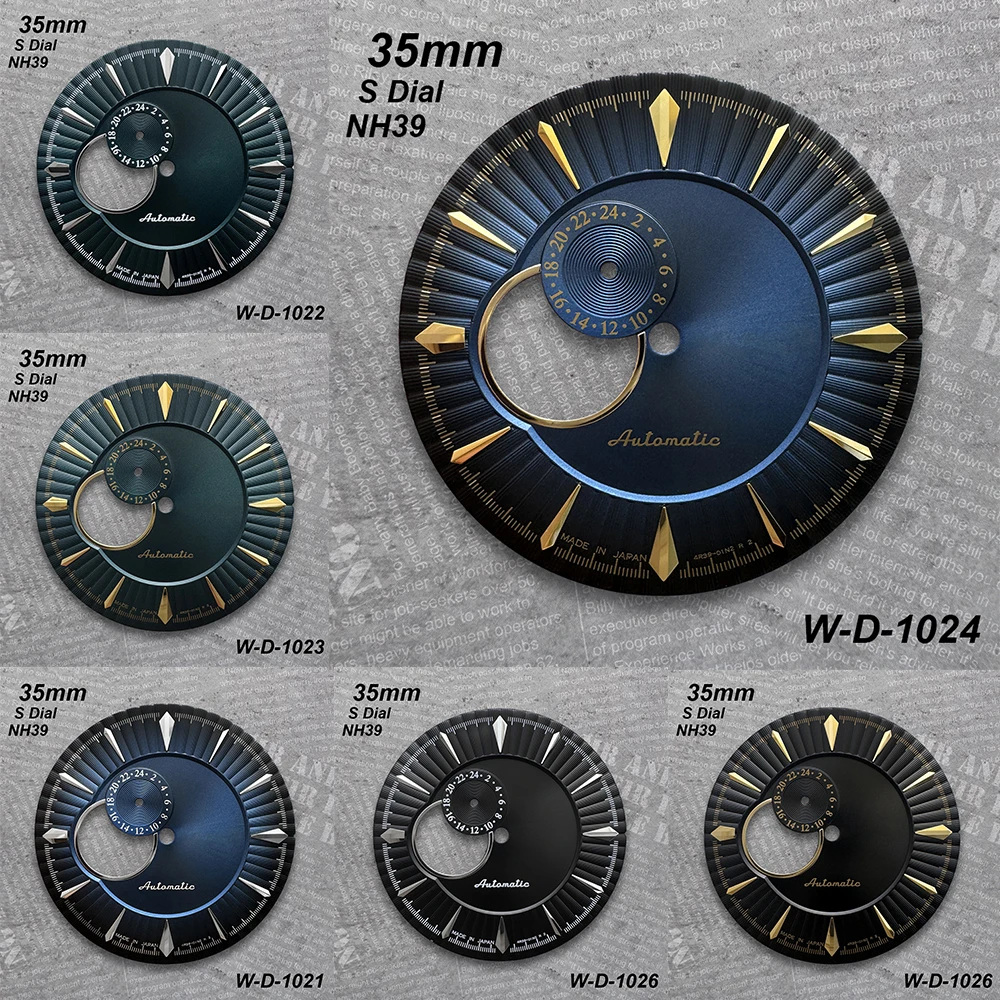 35mm Cocktail S Dial For NH39 Automatic Movement High-Quality Hollow Out Sunburst Diving Watch Modification Accessories