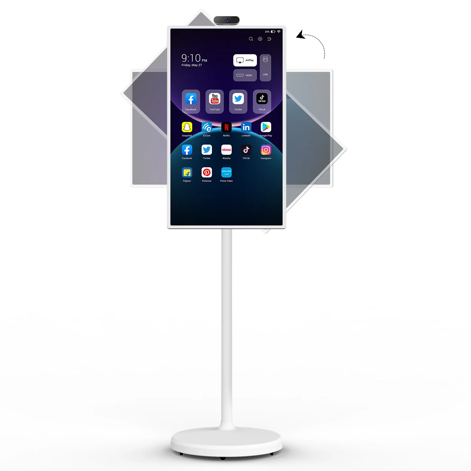 آلة البث المباشر الذكية التفاعلية مقاس 32 بوصة لعام 2025 - تلفزيون بشاشة LCD تعمل باللمس بدقة 2K مع شاشة دوارة وأنظمة قابلة للتخصيص