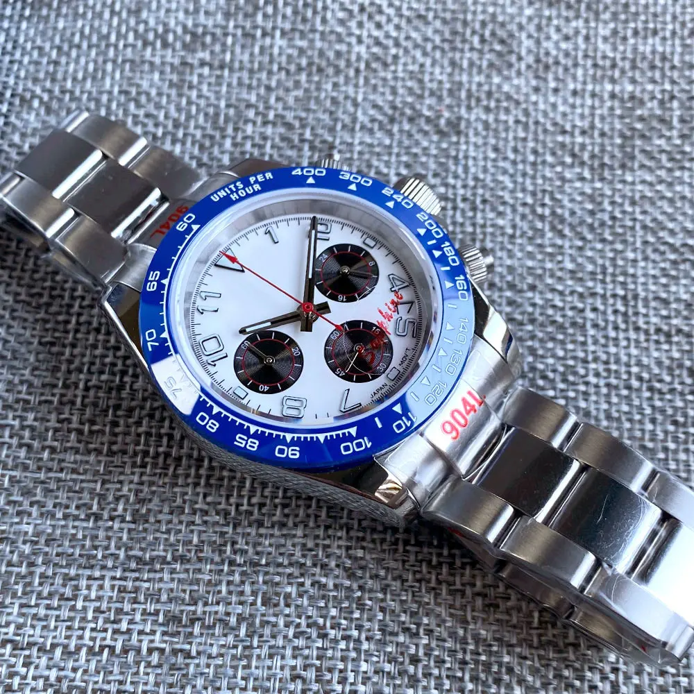 VK63 zegarek dla mężczyzn Montre Homme Relogio Masculino chronograf luksusowy zegarek ze stali nierdzewnej trzy-oko Dial zegar biznes