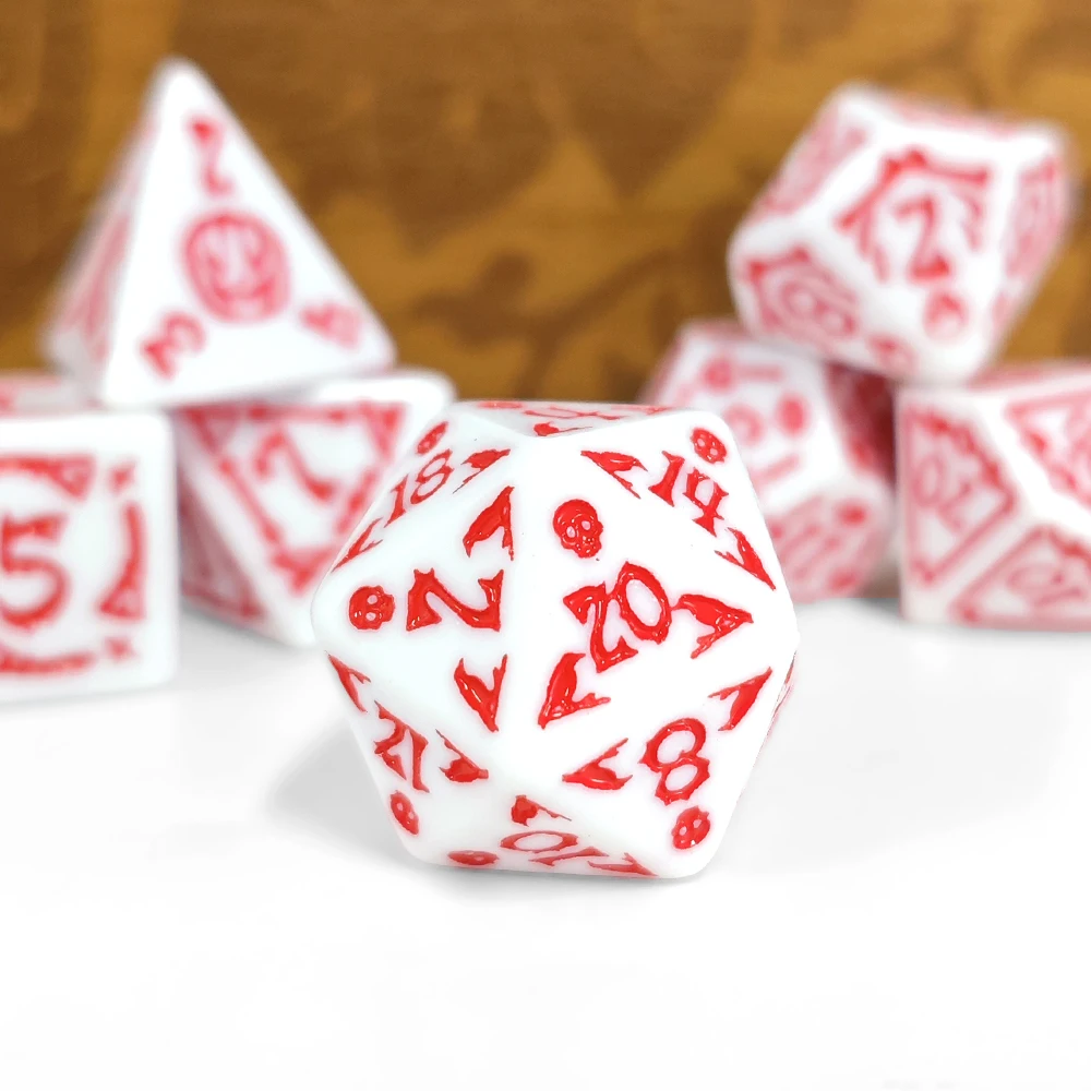 7pcs/set Halloween Theme Pattern Digital Polyhedral Dice Suit D4/6/8/10/12/20 Teaching Dice Table Game Board Game Dice Set