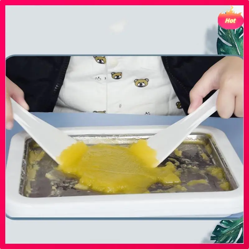 Ad-máquina de sorvete iogurte congelado pan mini máquina de iogurte frito rolado fabricante de sorvete com 2 espátulas fritar placa de gelo