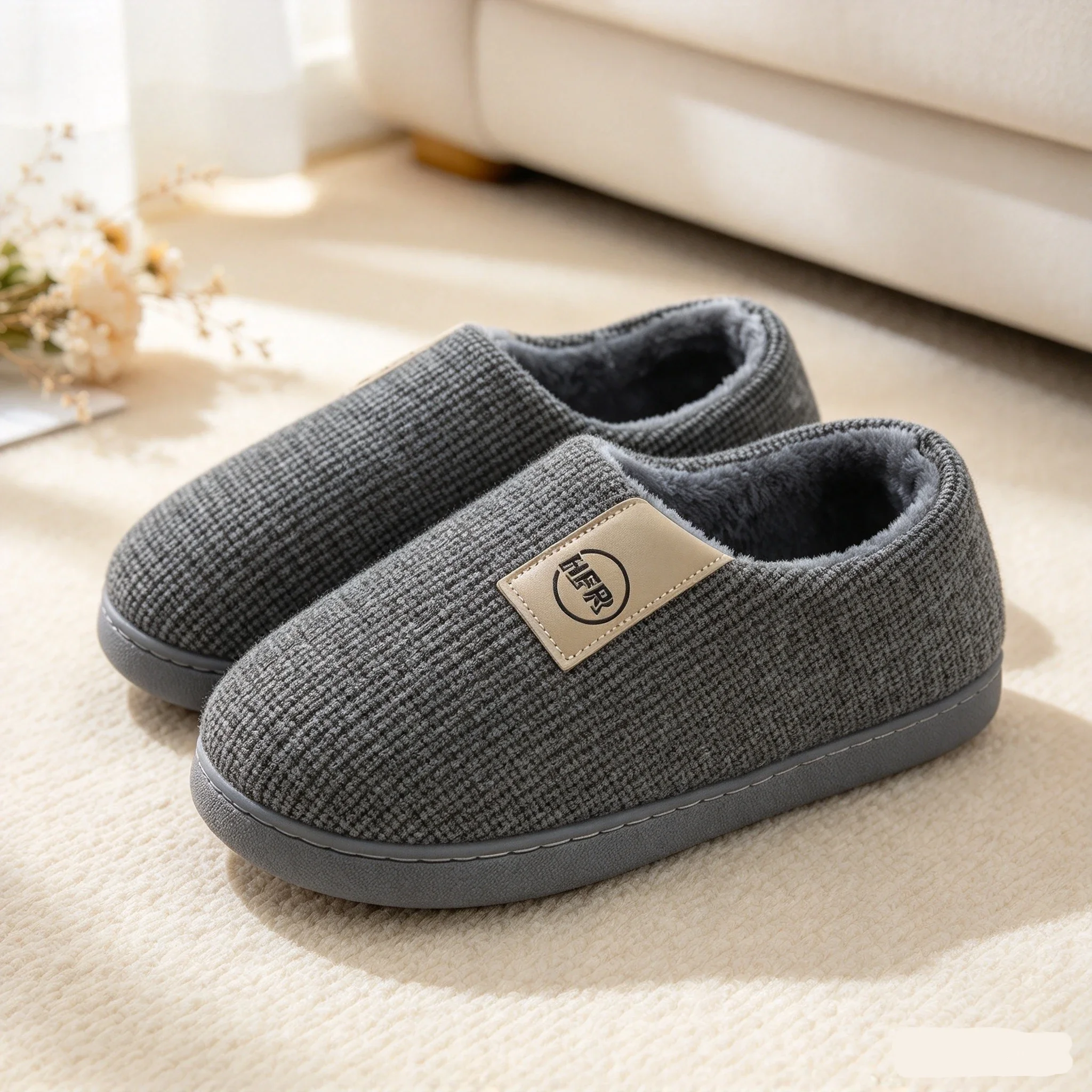 Winter Plush Wrap Heels Slippers Non-Slip Warm Cotton Shoes for Men And Women Big Size 48 49 Home Casual Solid Color Slippers
