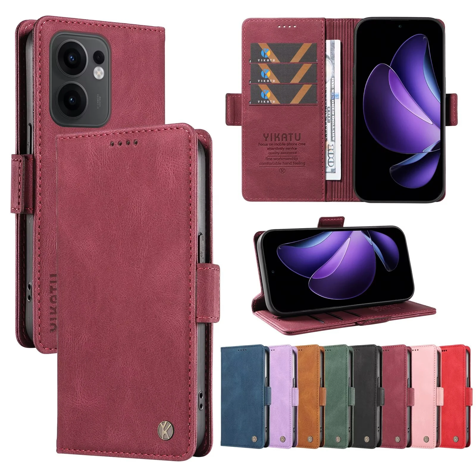 

Wallet Card Slot Leather Case For OPPO Reamle Find X8 X5 X3 F25 F23 20 14X 14 Pro Plus 5G 13 12 4G 11X 11 10T 10 C61 K12X K10