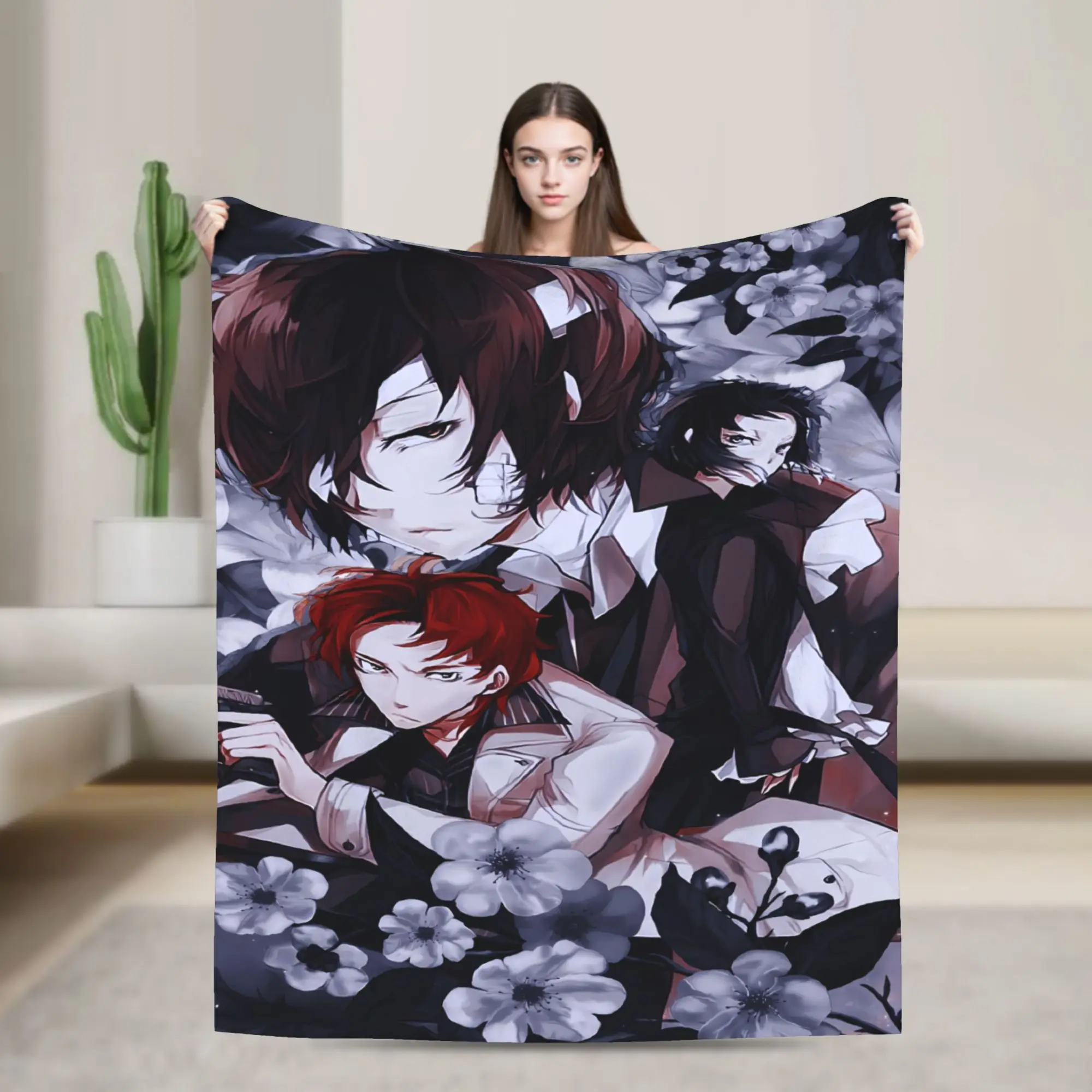 Bungo Stray Dogs Blanket Quality Soft  Throw Blanket Autumn Airplane Travel Couch Bed Aesthetic Bedspread
