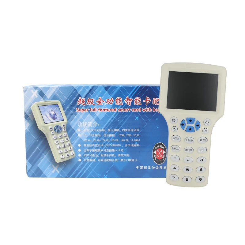 English 10 IC/ID Frequency RFID Access Control Card Reader NFC Encryption Coin Card Writer Uid Chip Duplicator Smart Key Copier