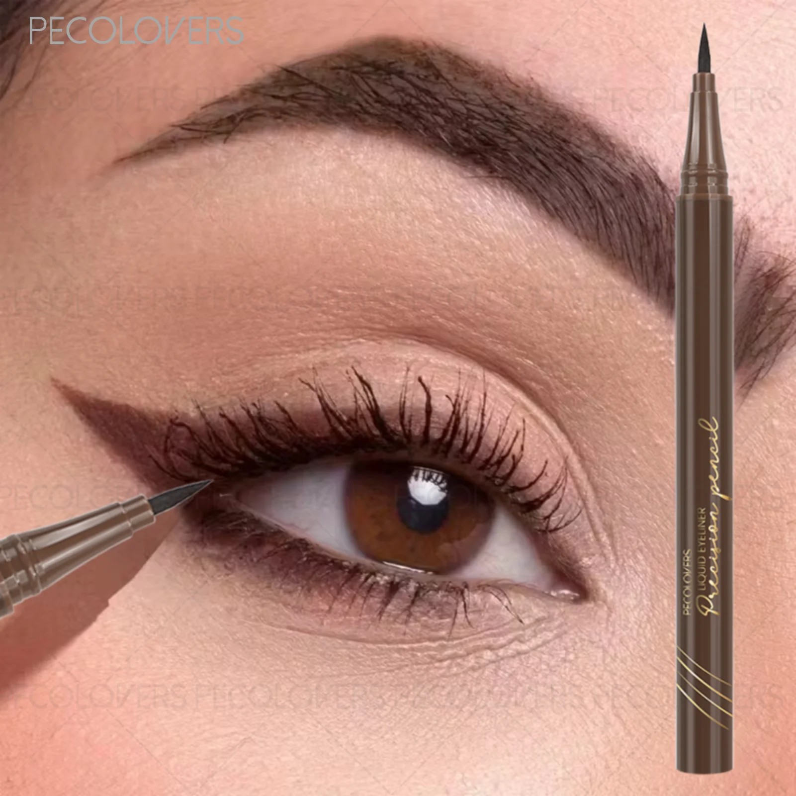 Penna eyeliner liquido marrone da 1 pezzo, impermeabile e resistente al sudore, trucco occhi naturale, asciugatura rapida liscia da applicare, cosmetici per gli occhi