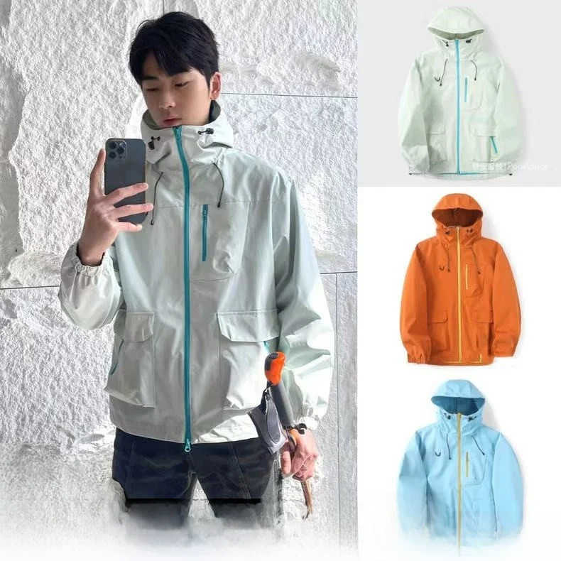 

Уличная мужская повседневная куртка с капюшоном, ветрозащитная, водонепроницаемая, свободная посадка, весна-осень ex, версия-стойка из полиэфирного волокна