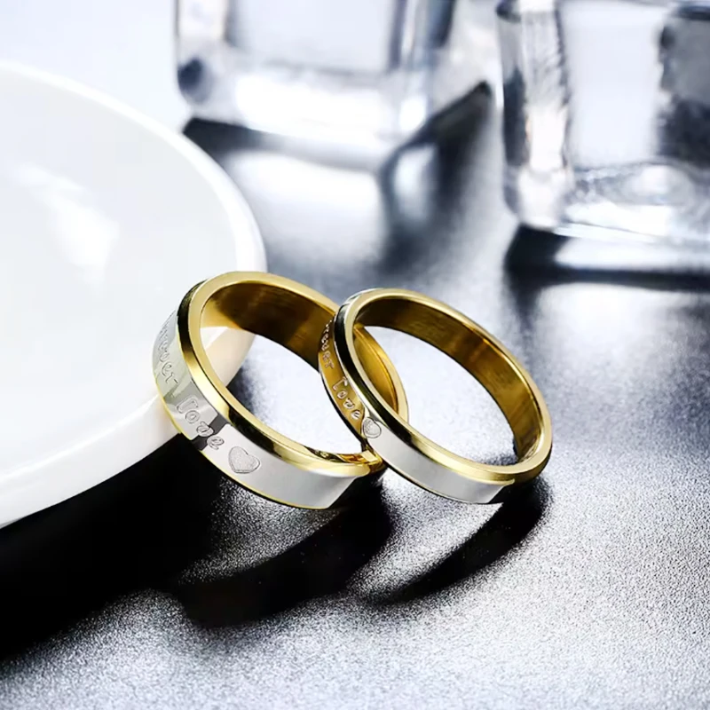 موضة للأبد الحب الفولاذ المقاوم للصدأ رومانسية القلب خواتم النساء الرجال اكسسوارات حفلات الزفاف هدية زوجين المجوهرات بالجملة #1