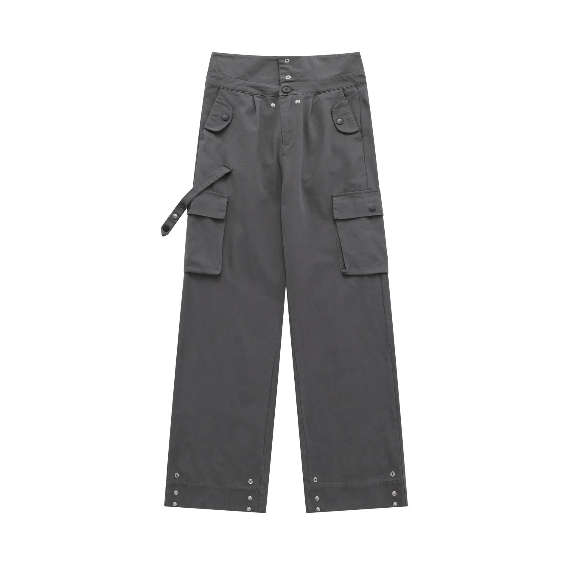 OR FL Autumn Trendy Brand American style 100 Cotton Women Cargo Trousers Retro Slacks Wide Leg Pants Women's High-waisted Pants