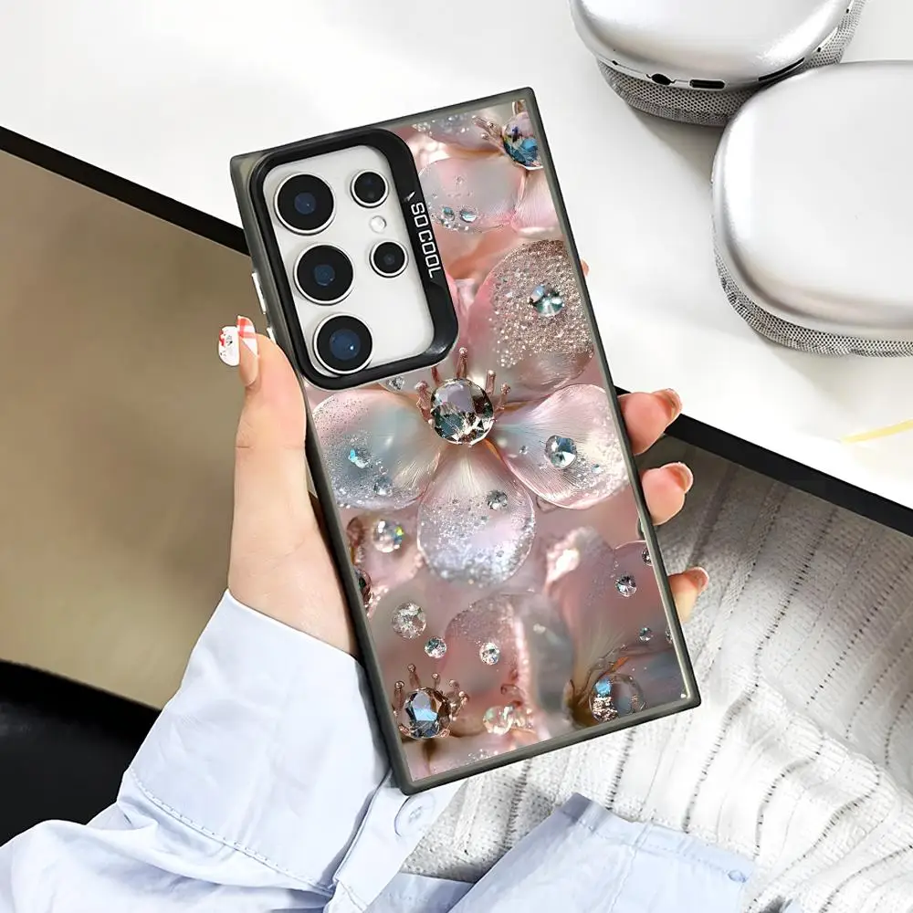 

Luxury Pearl Flowers Phone Case for Samsung Galaxy S26 S25 S24 S23 S22 S21 S20 Note20 Plus Ultra Colorful Silver Cover
