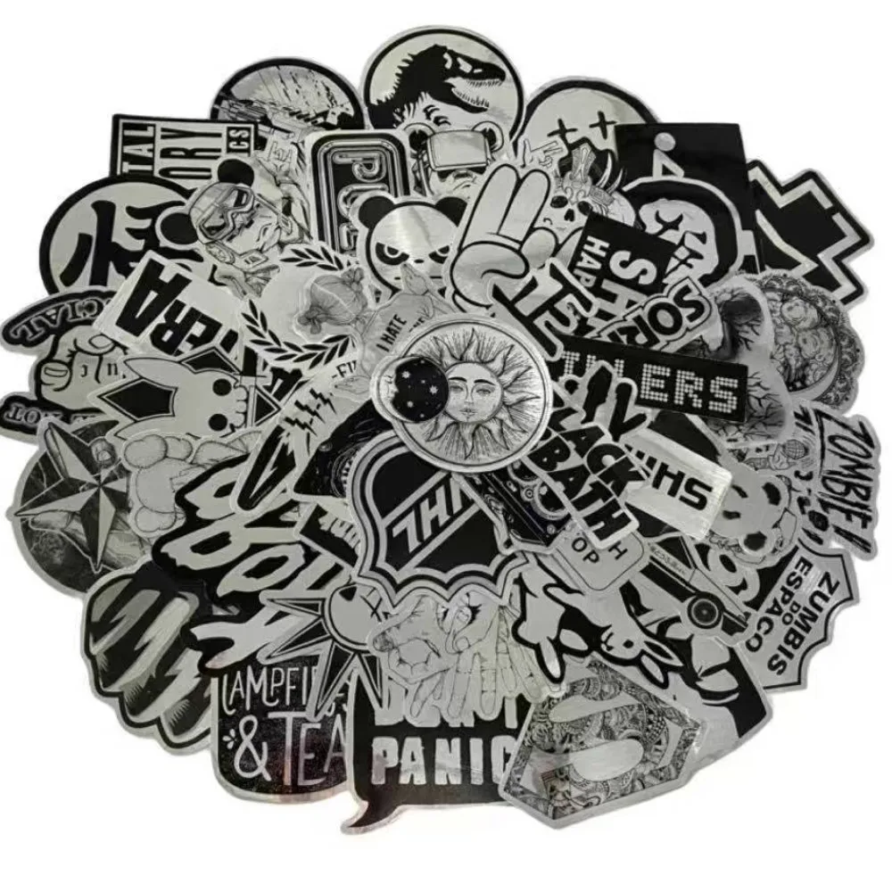 100/50 قطعة من ملصقات الكتابة على الجدران المعدنية المصقولة - شارات الحافة الحضرية للمعدات التكنولوجية وألواح التزلج (متجر عوالم الرسوم المتحركة)