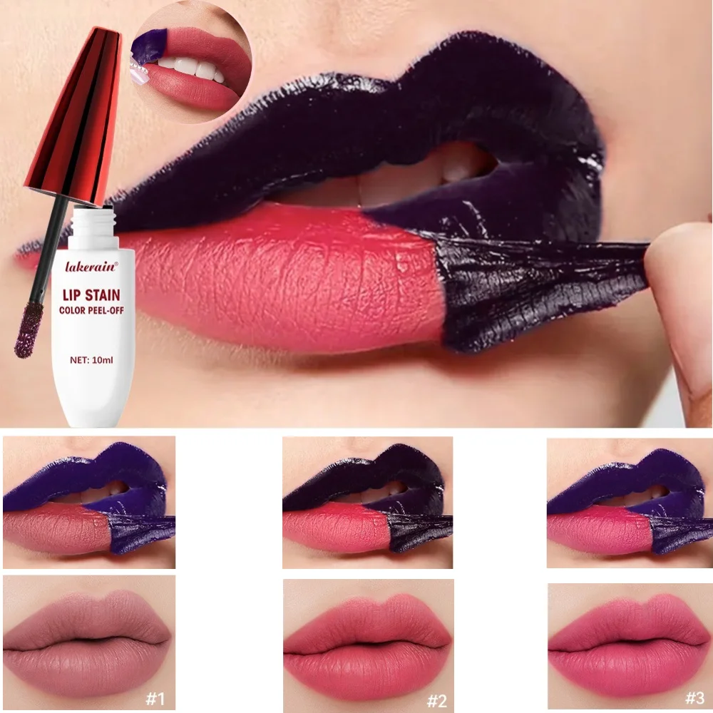ملمع شفاه ليكراين عالي السعة قابل للتقشير بثلاثة ألوان، سهل الاستخدام، مرطب، أحمر شفاه غير قابل للنقل وملمع شفاه