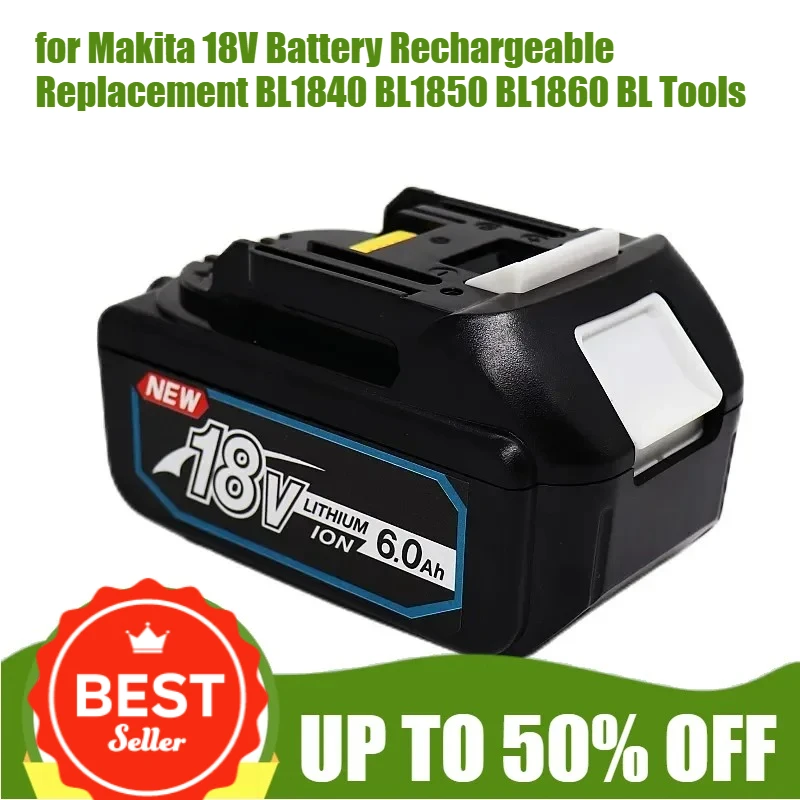 

BL1830 18V 6000mAh Battery and Charger for Makita 18V Battery Rechargeable Replacement BL1840 BL1850 BL1860 BL Tools
