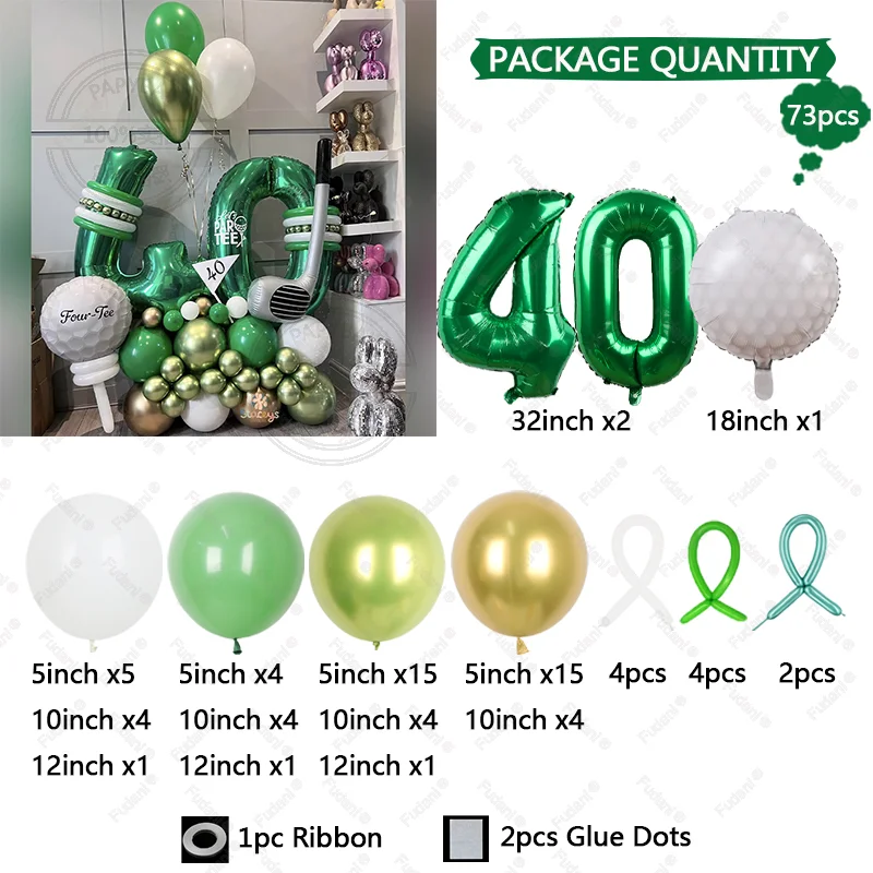72pcs Golf Balloon Set 32inch Green 1-9 Number Football Foil Balloon Round Globos For Baby Shower Birthday Party Giving Gift - view 6