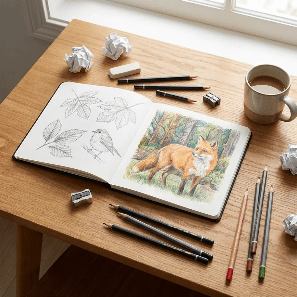 Thick Paper Watercolor Sketchbook 300gsm Paper Lay-Flat Binding Marker Drawing Pad Square Size Compact Size Painting Book